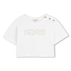Girls White Logo T-Shirt, 1, hi-res