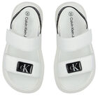 Girls White Logo Sandals, 1, hi-res