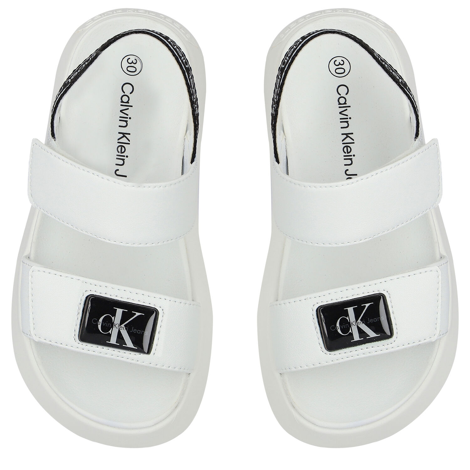 Girls White Logo Sandals, 1, hi-res