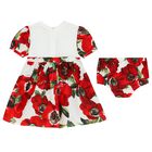 Baby Girls Red & White Floral Dress Set, 1, hi-res