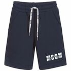 Navy Cotton Logo Shorts, 1, hi-res
