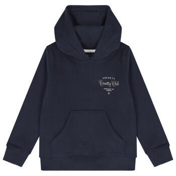 Boys Navy Blue Logo Hooded Top