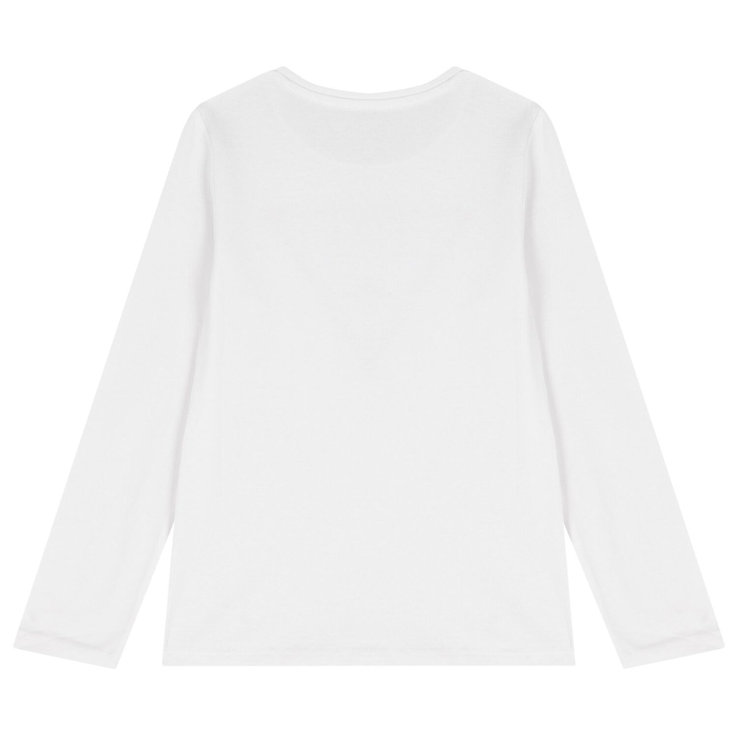 Girls White Logo Long Sleeve Top, 2, hi-res