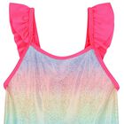 Girls Pink Ruffled Swimsuit, 1, hi-res