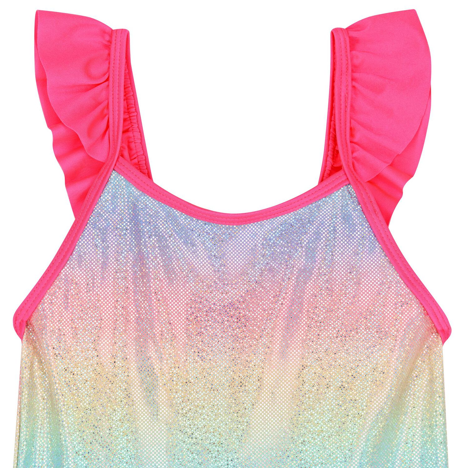 Girls Pink Ruffled Swimsuit, 1, hi-res