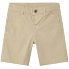 Boys Beige Cotton Twill Shorts, 3, hi-res