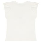 Girls Ivory Cotton & Pink Floral Print T-Shirt, 2, hi-res