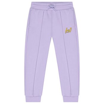Girls Purple Logo Joggers
