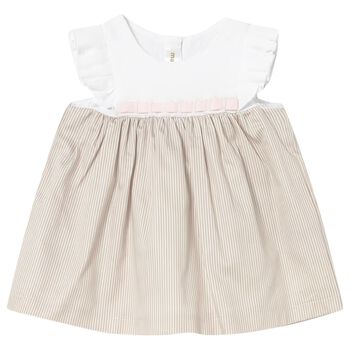 Baby Girls White & Beige Dress