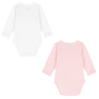 Baby Girls Pink & White 2 Pack Bodysuits, 1, hi-res