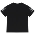 Girls Black Logo & Star T-Shirt, 2, hi-res