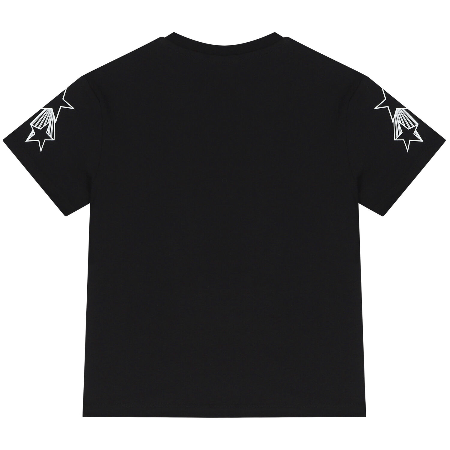 Girls Black Logo & Star T-Shirt, 2, hi-res