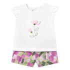 Younger Girls Ivory & Pink Shorts Set, 1, hi-res