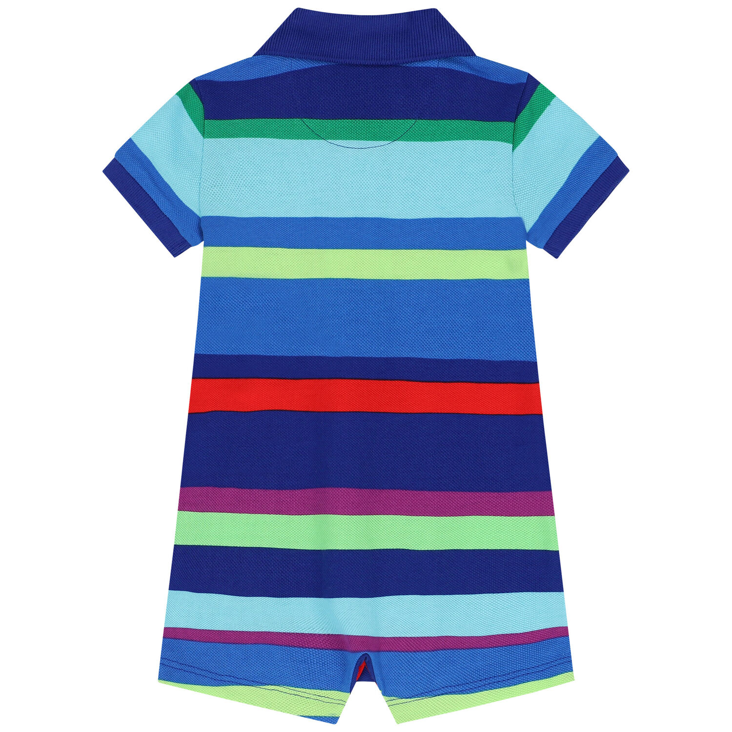 Baby Boys Multi-Colored Striped Logo Polo Romper, 1, hi-res