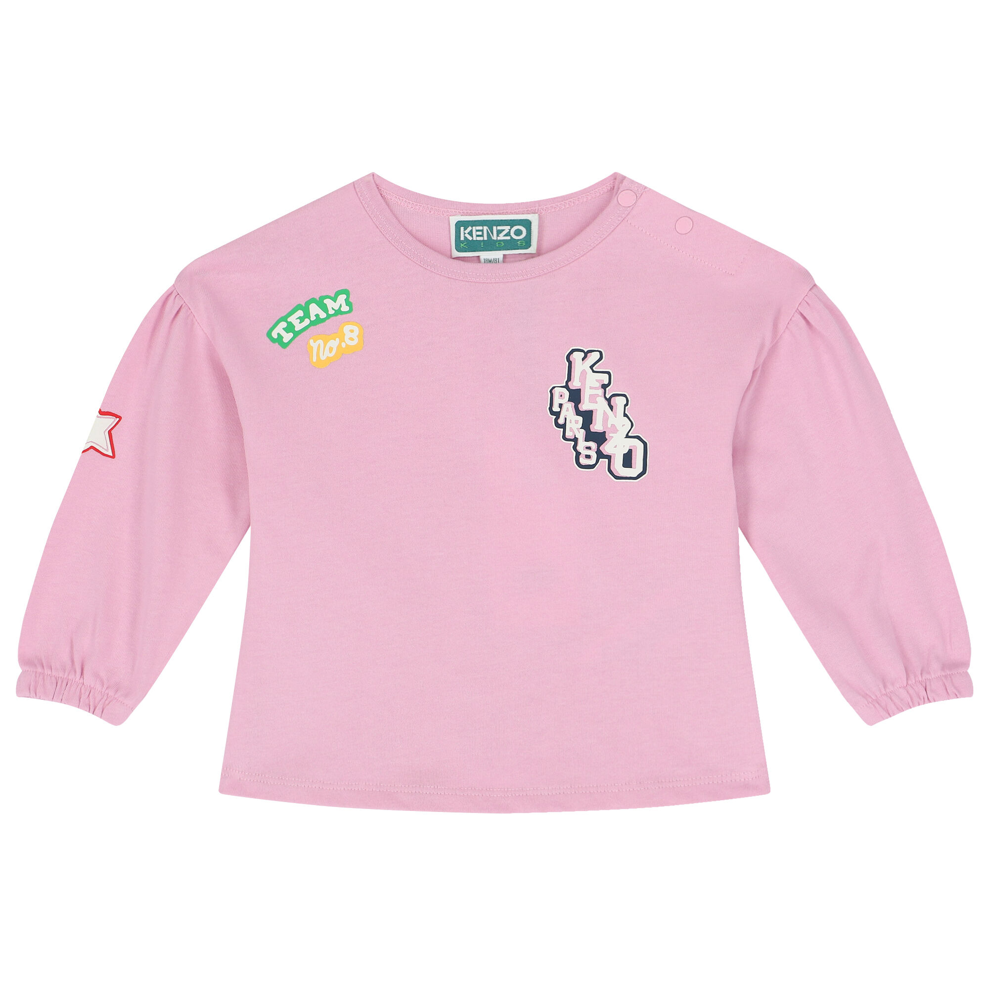 KENZO KIDS Younger Girls Pink Varsity Logo Long Sleeve Top