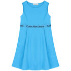 Girls Blue Logo Dress, 2, hi-res