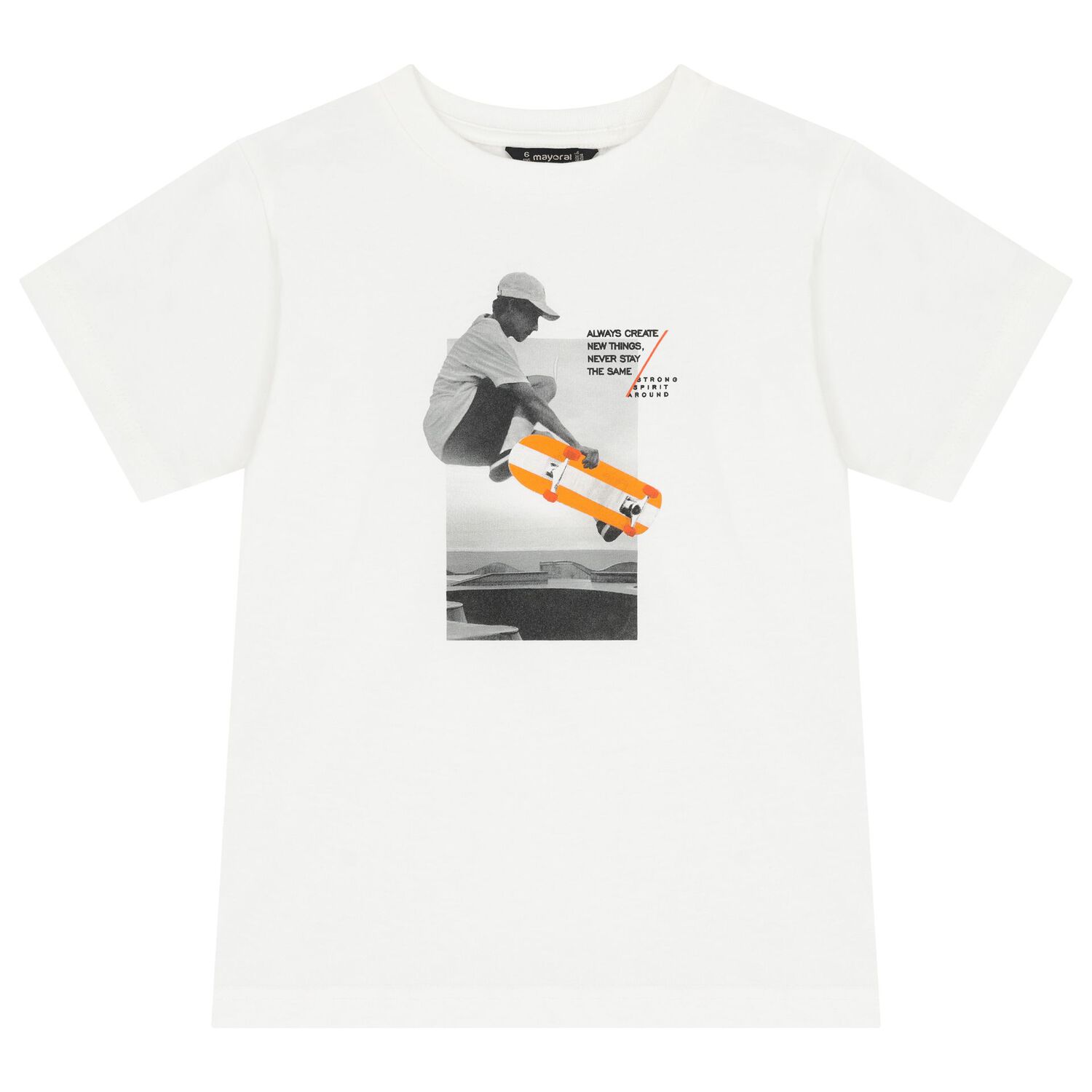Boys White & Orange Short Set, 1, hi-res