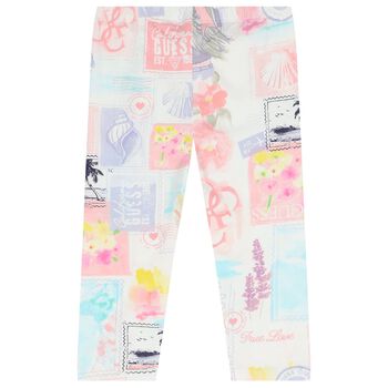 Girls Pink Abstract Leggings