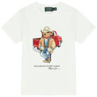 Boys White Polo Bear T-Shirt, 1, hi-res