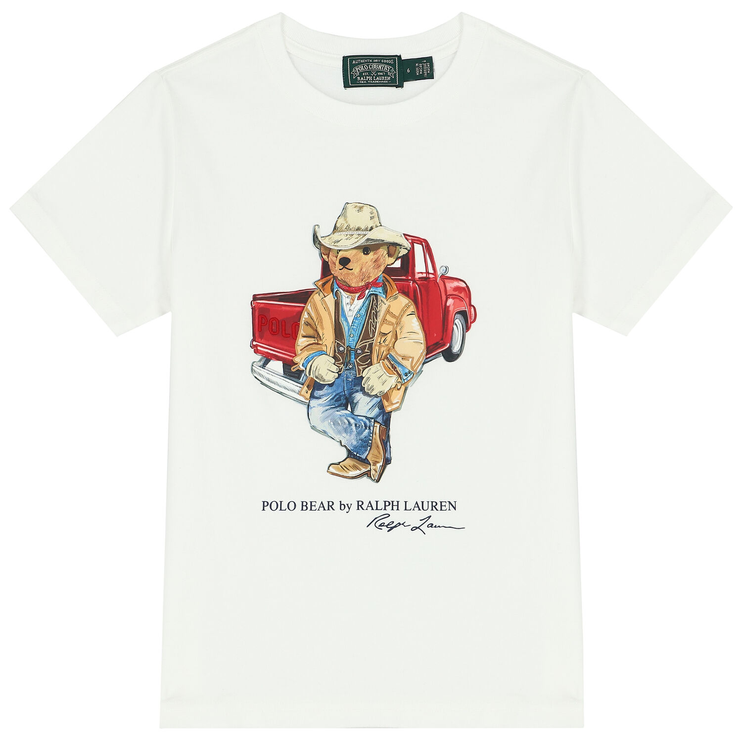 Boys White Polo Bear T-Shirt, 1, hi-res