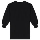 Girls Black Teddy Bear Logo Sweatshirt Dress, 3, hi-res