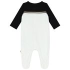 Baby Boys White & Black Logo Babygrow Set, 1, hi-res
