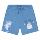 Younger Boys Blue Shark Shorts, 3, hi-res
