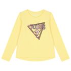 Girls Yellow Logo Sequin Long Sleeve Top, 2, hi-res
