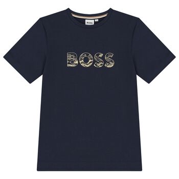 Boys Navy Blue Logo T-Shirt