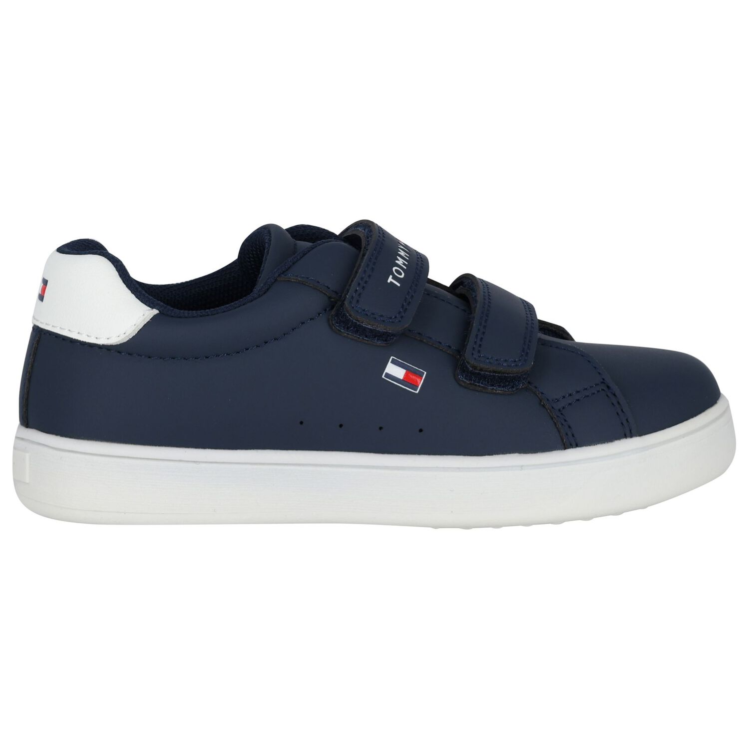 Boys Navy Blue Logo Trainers, 1, hi-res