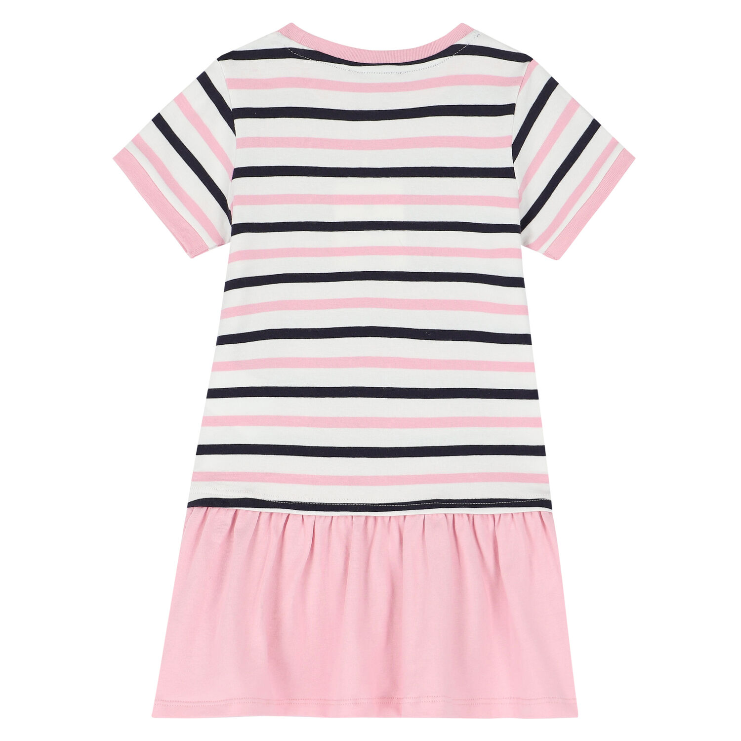 Girls Pink & White Teddy Dress, 1, hi-res