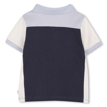 Younger Boys Navy Blue & Ivory Logo Polo Shirt
