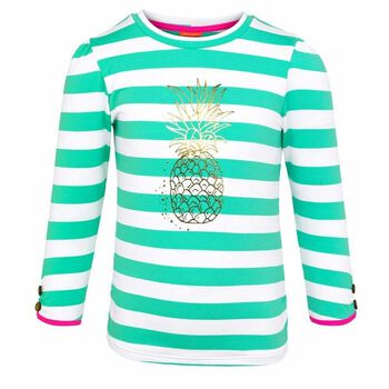 Girls Mint & White Stripe Rash Vest UPF 50+