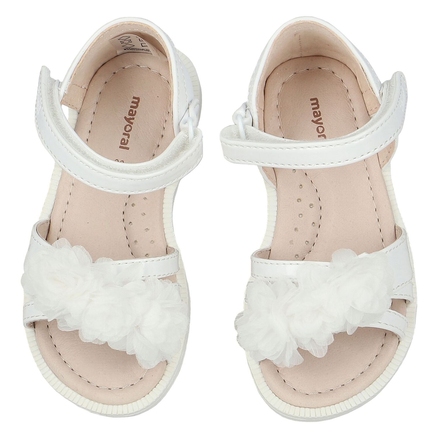 Younger Girls White Flower Sandals, 1, hi-res image number null
