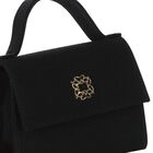 Girls Black Satin Handbag, 2, hi-res