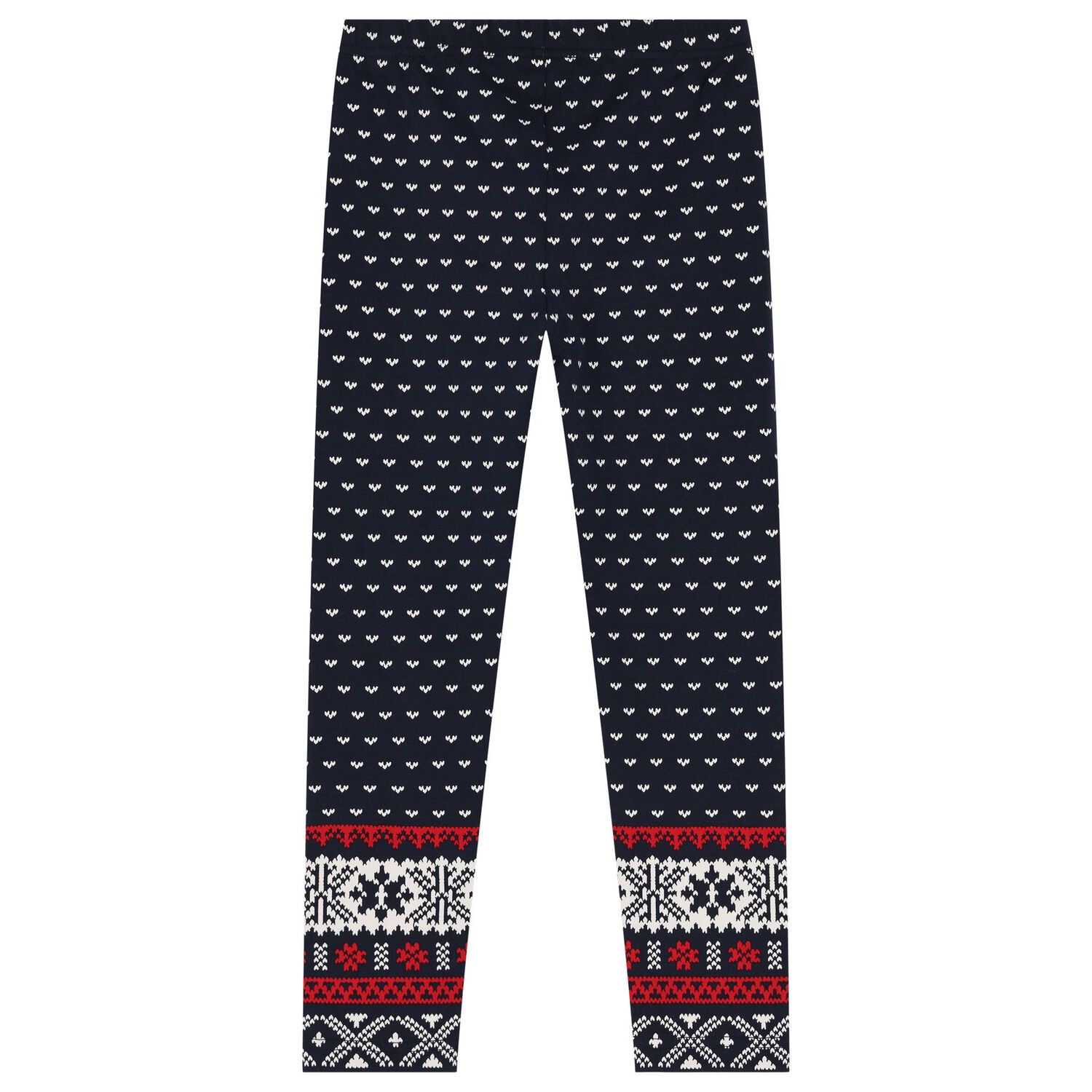Girls Navy Blue Logo Fair Isle Leggings, 1, hi-res image number null