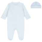 Baby Boys Blue & White Logo Babygrow Gift Set, 2, hi-res