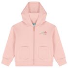 Girls Pink Logo Hooded Zip Up Top, 1, hi-res