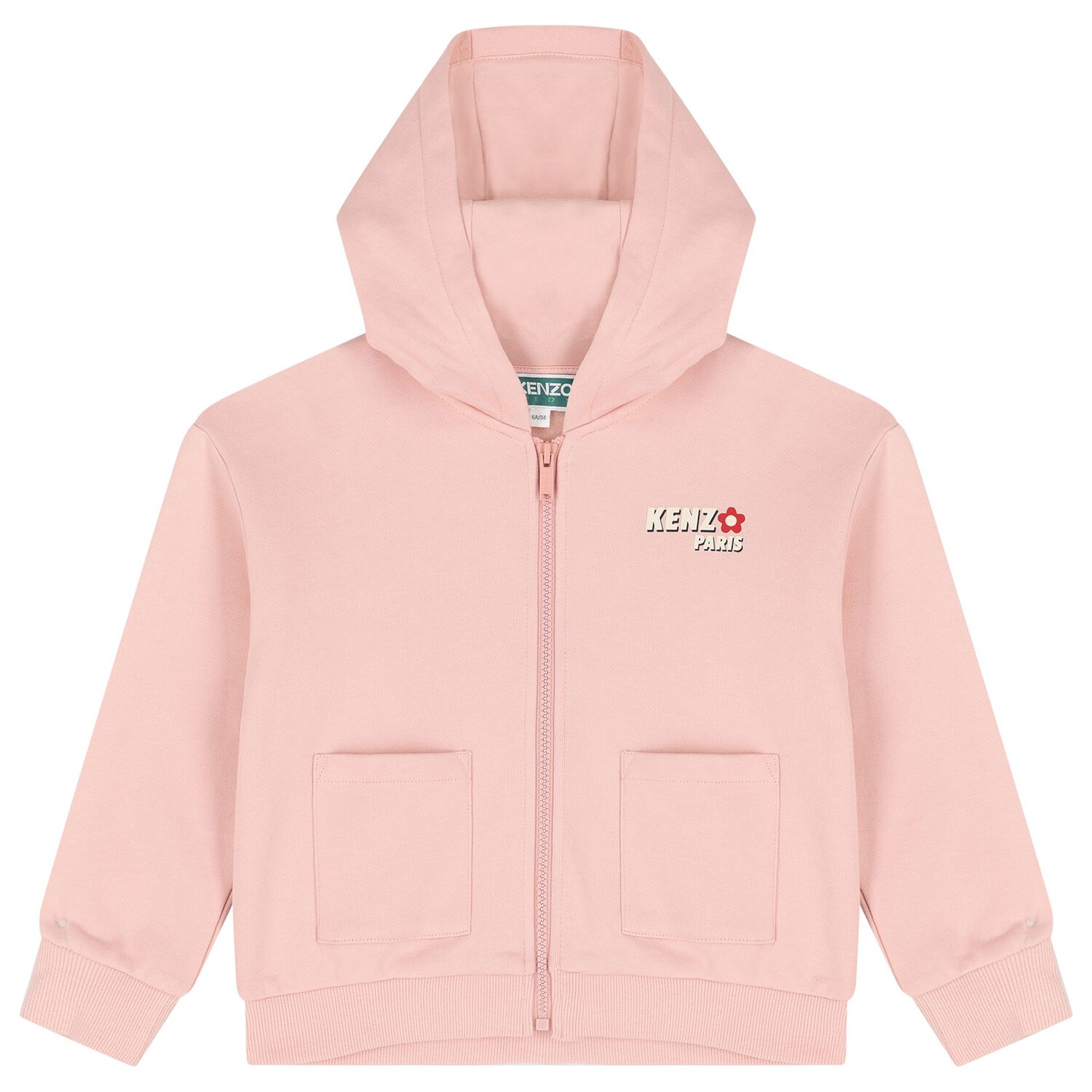 Girls Pink Logo Hooded Zip Up Top, 1, hi-res