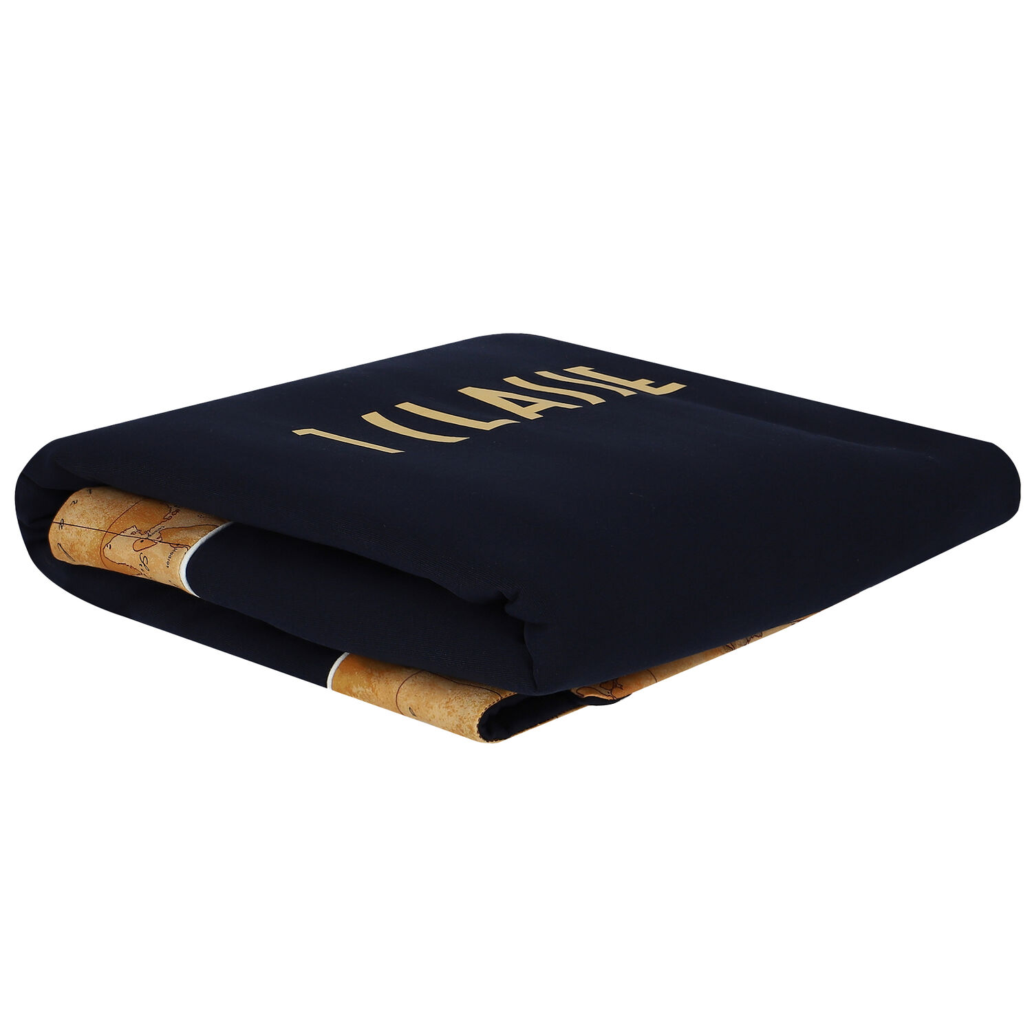 Navy Blue & Beige Geo Map Logo Blanket, 1, hi-res image number null