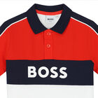 Boys Red, White & Black Logo Polo Shirt, 1, hi-res