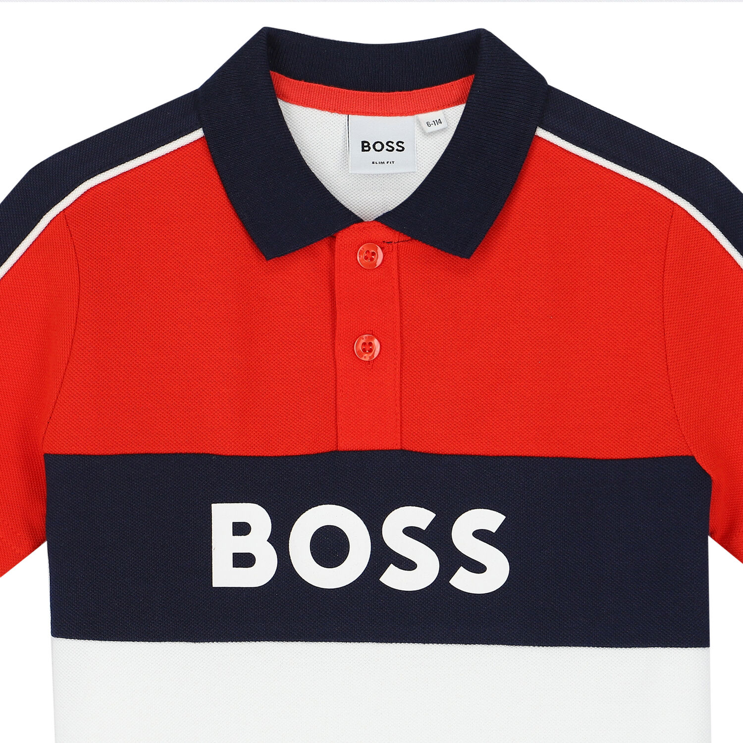 Boys Red, White & Black Logo Polo Shirt, 1, hi-res