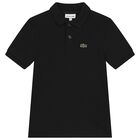 Boys Black Logo Polo Shirt, 5, hi-res