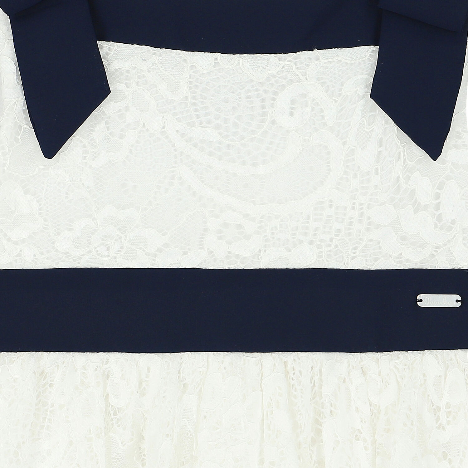 Girls White & Navy Lace Dress, 1, hi-res image number null