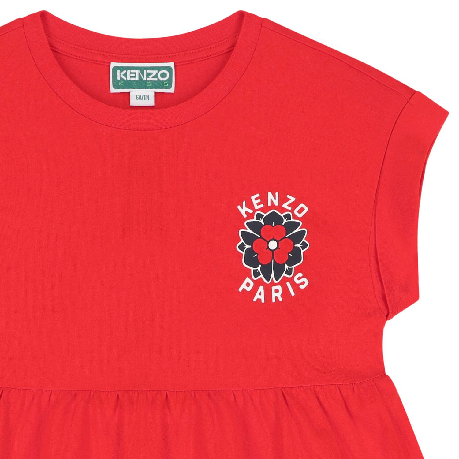 Girls Red Flower Logo Dress, 1, hi-res