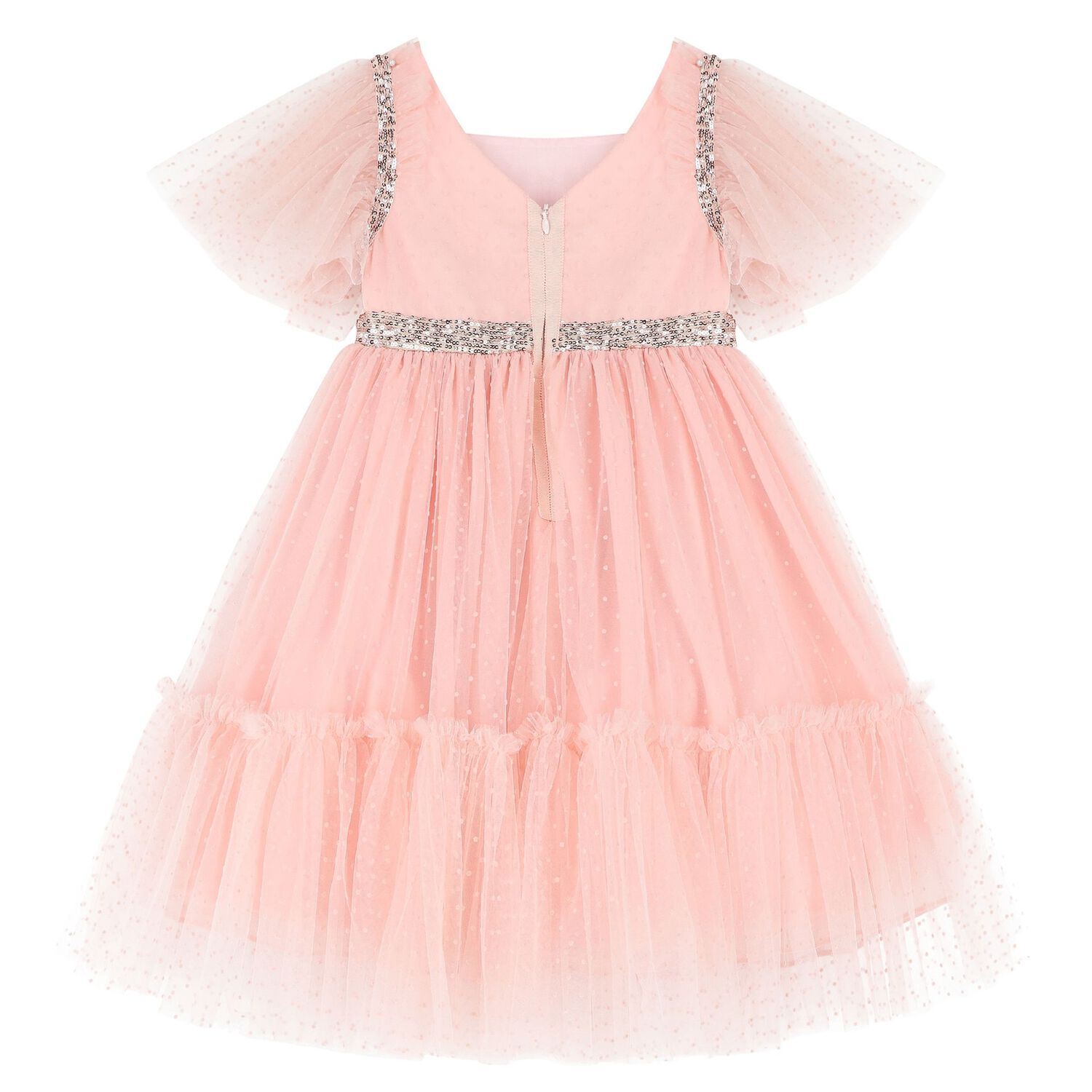 Girls Pink Embellished Haute Couture Dress, 1, hi-res image number null