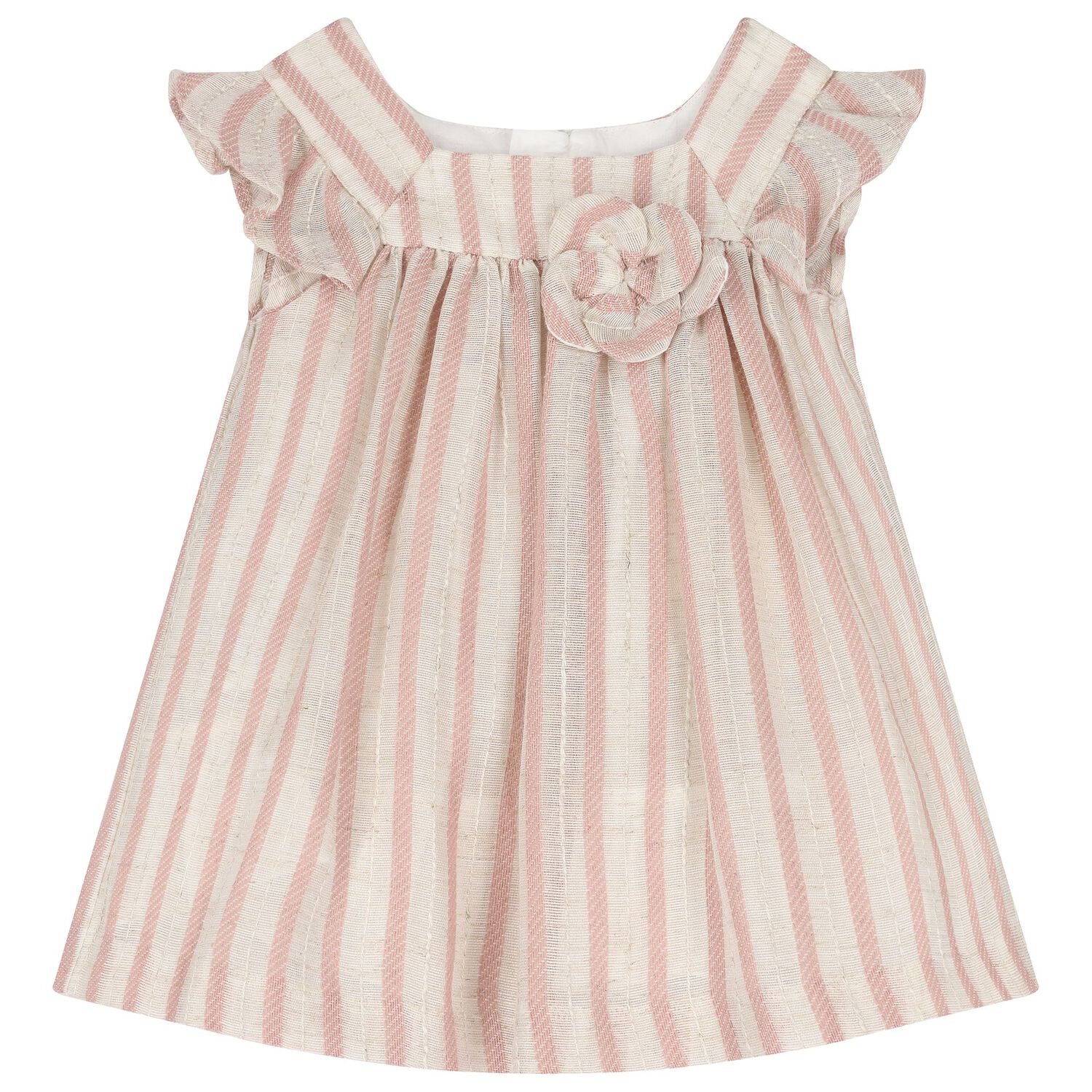 Baby Girls Pink, Beige & Gold Striped Dress Set, 1, hi-res