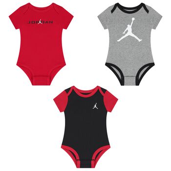 Baby Boys Red, Black & Grey Bodysuits ( 3 Pack )