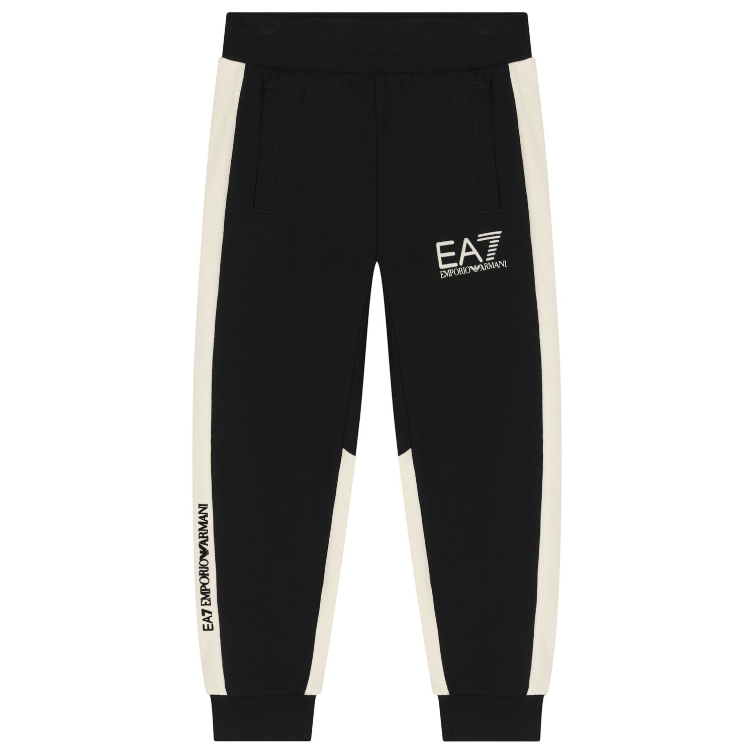 Boys black & Ivory Logo Joggers, 1, hi-res