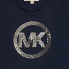 Girls Navy Embellished Logo T-Shirt, 1, hi-res